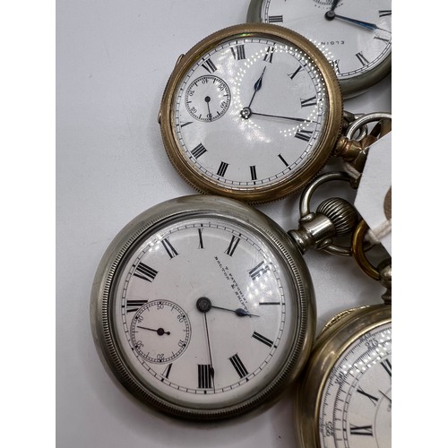 555y - 6 pocket watches silver etc ticking away