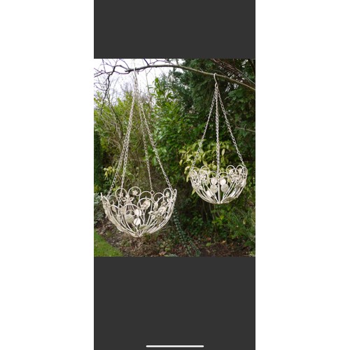 300m - Large and small wrought iron garden hanging planter