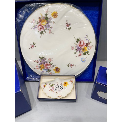 218 - Collection royal crown derby snail and mouse and poesy dish and cake plate in original box's