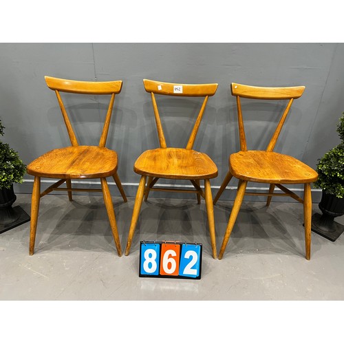 862 - 4 Blonde ercol hoop back chairs