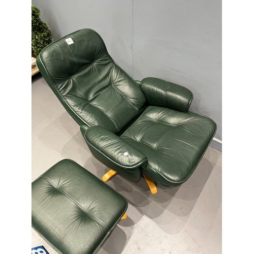 866 - Mid century leather recliner & footstool