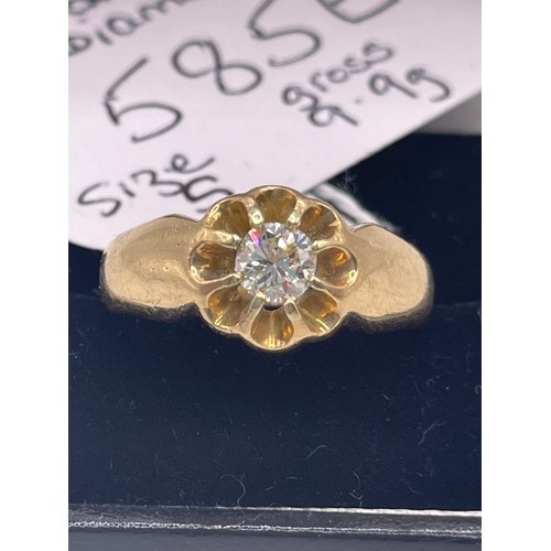 585 E - 18ct Gold Diamond Solitaire Gents ring Approx 1/2 Carat Diamond Size S  9.9g gross