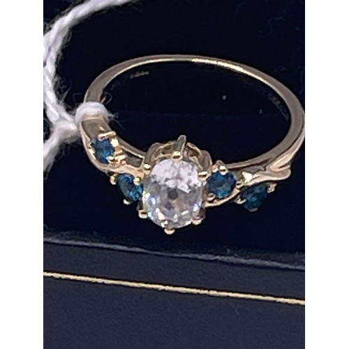 585O - 10ct gold ring Blue & White stones Size L 2.4g gross