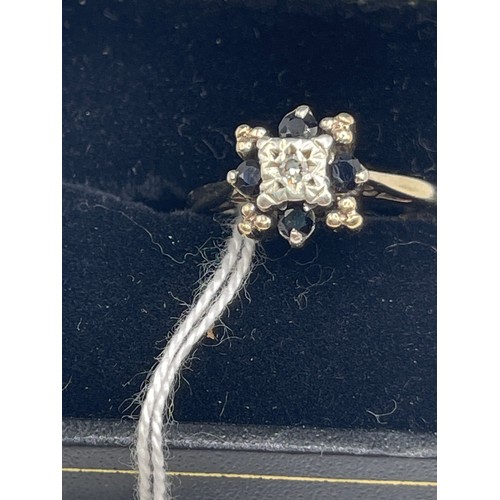 240B - 9ct Gold Sapphire & Diamond ring 3.8g gross size M