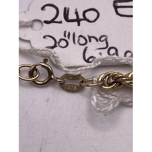 240E - 9ct Gold Rope Chain 20