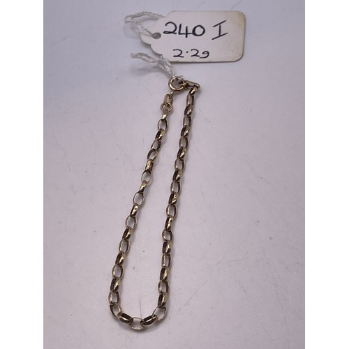 240I - 9ct Gold Bracelet /Ankle  2.2g