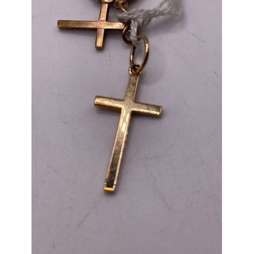 240 K - 2 X 9ct Gold crosses + 9ct gold St Christopher 6.2g