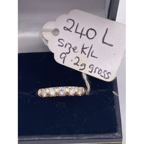 240 L - 9ct gold & Diamond Eternity ring 2.9g gross  Size K/L