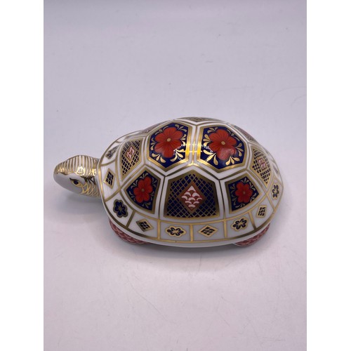 240 N - Crown Derby Turtle with Silver Stopper in Original box