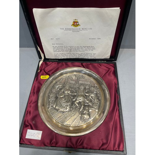 240q - 1974 Silver Christmas plate 213g