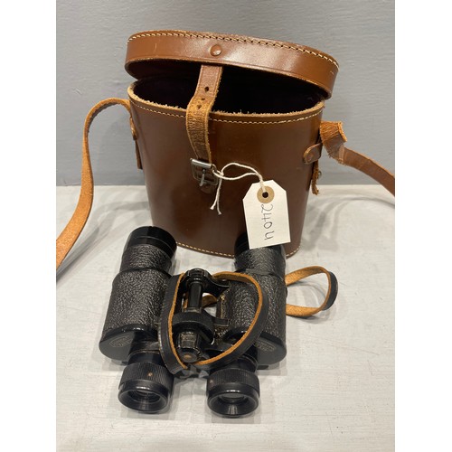 240u - Pair binoculars in leather case