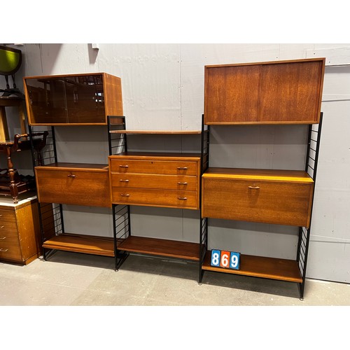 869 - Ladderax teak wall unit large quantity with metal ends