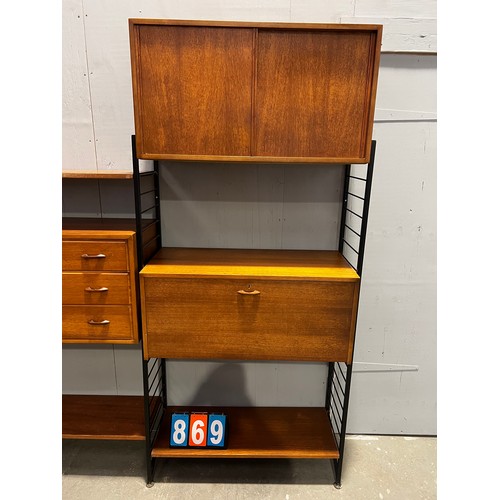 869 - Ladderax teak wall unit large quantity with metal ends