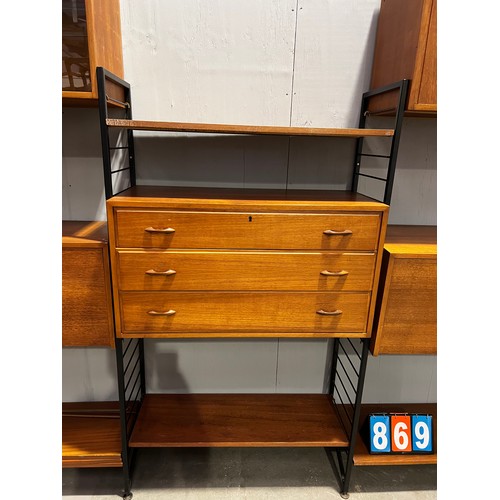 869 - Ladderax teak wall unit large quantity with metal ends