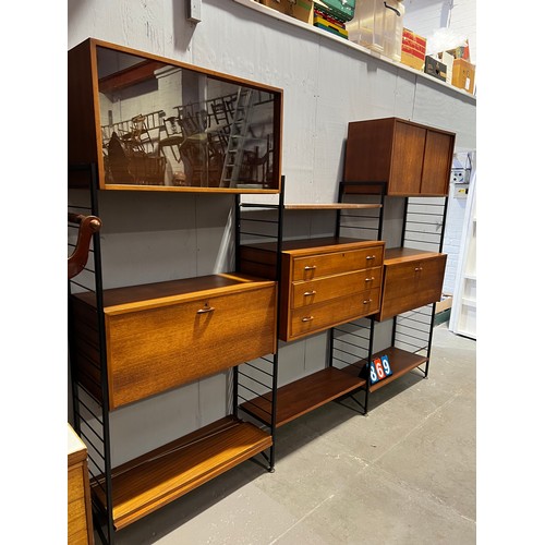 869 - Ladderax teak wall unit large quantity with metal ends