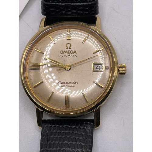 555u - Omega 18ct gold seamaster de ville automatic gents watch. working had recent service