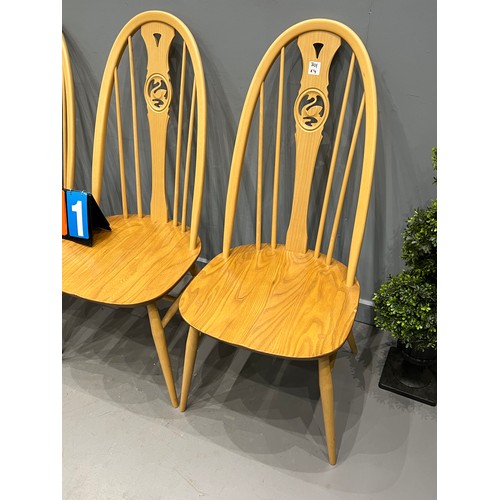 701 - Ercol blonde set of 4 swan back chairs