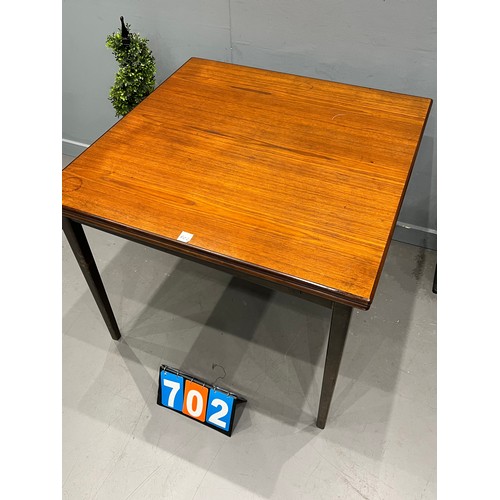 702 - Rare teak square dining table with flip out top