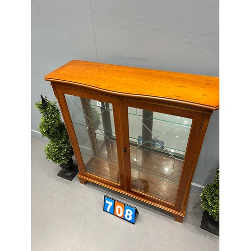 708 - Regency yew wood display cabinet