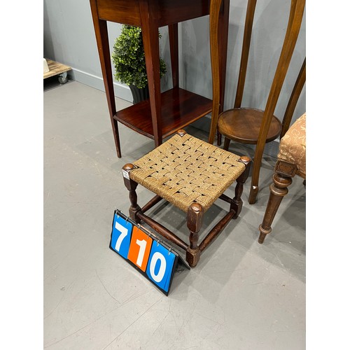 710 - Occasional table + Victorian chair + stool + plant stands