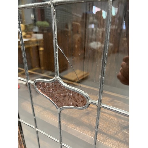 712 - Art nouveau oak leaded glass bookcase 1 Glass A/F