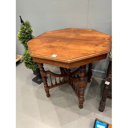 713 - Oak drop leaf table + carver chair + Victorian window table