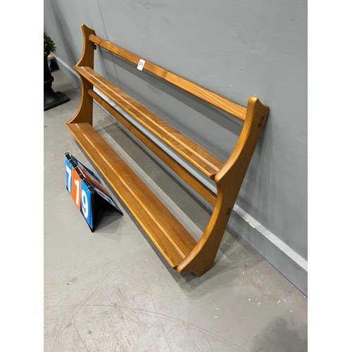 719 - Ercol blonde wall rack