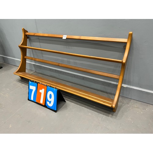 719 - Ercol blonde wall rack