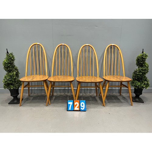 729 - set of 4 blonde ercol chairs (good colour)