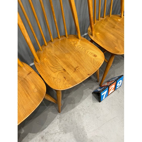 729 - set of 4 blonde ercol chairs (good colour)