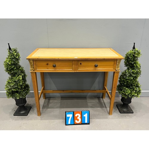 731 - Leather top pine desk