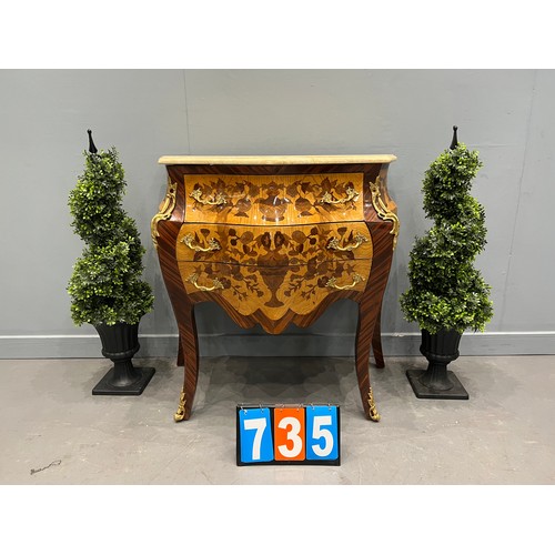 735 - French marble top serpentine front chest of drawers 34