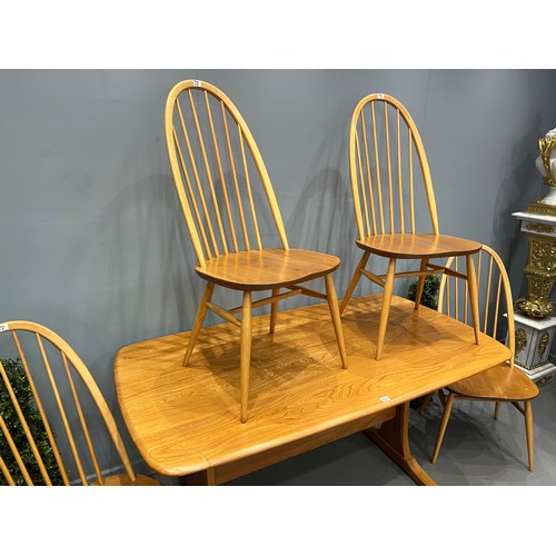 744 - Ercol blonde table + 4 ercol Quaker dining chairs (as new)