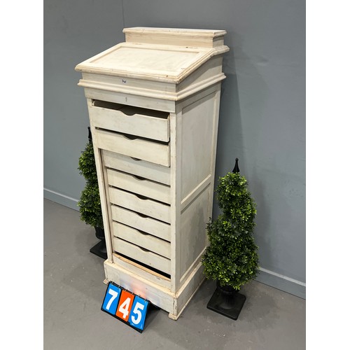 745 - French painted multi drawer desk/chest