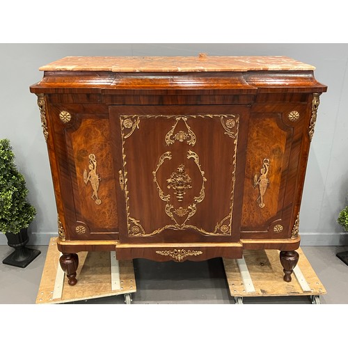 747 - French breakfront gilt credenza (marble damaged)