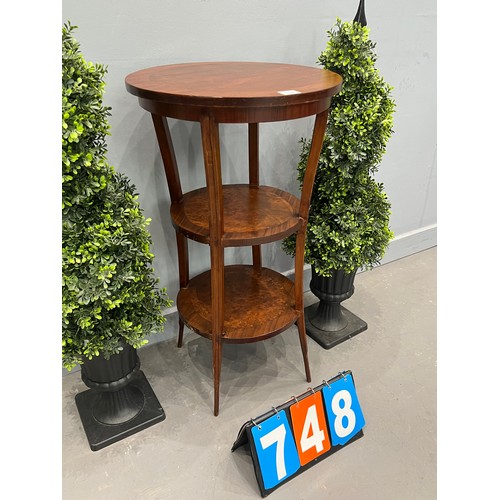 748 - French walnut 3 tier side table