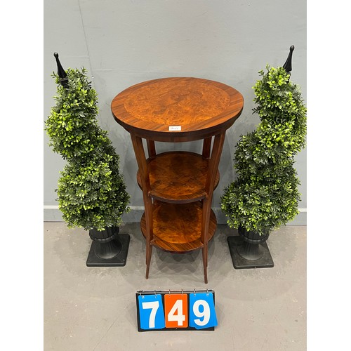 749 - French walnut 3 tier side table