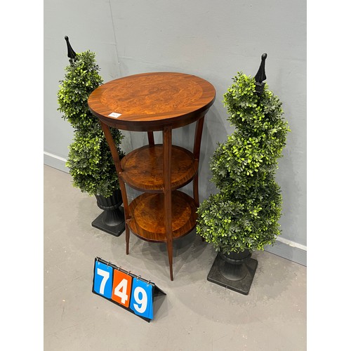 749 - French walnut 3 tier side table