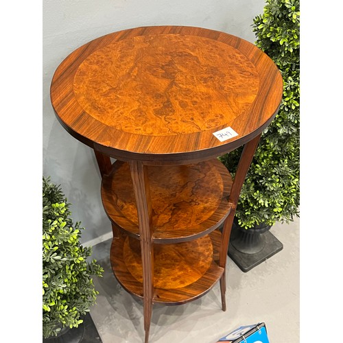 749 - French walnut 3 tier side table