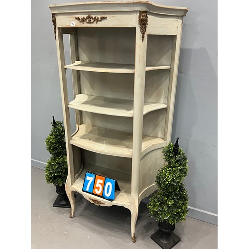 750 - French painted open display cabinet with gilt mounts