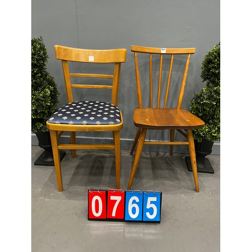 765 - 2x Ercol blonde kitchen chair