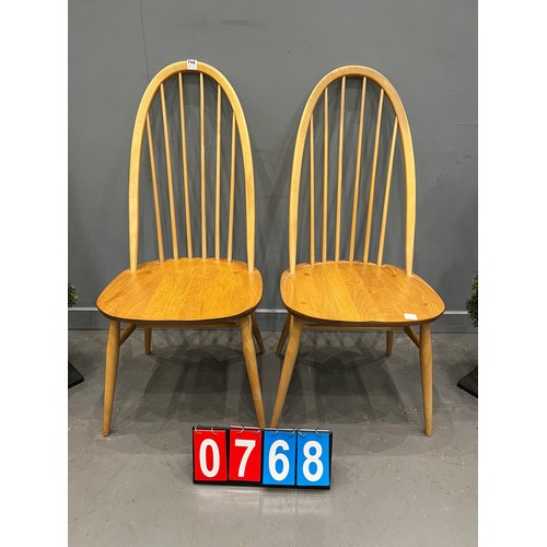 768 - 2 Ercol blonde chairs (Quaker)