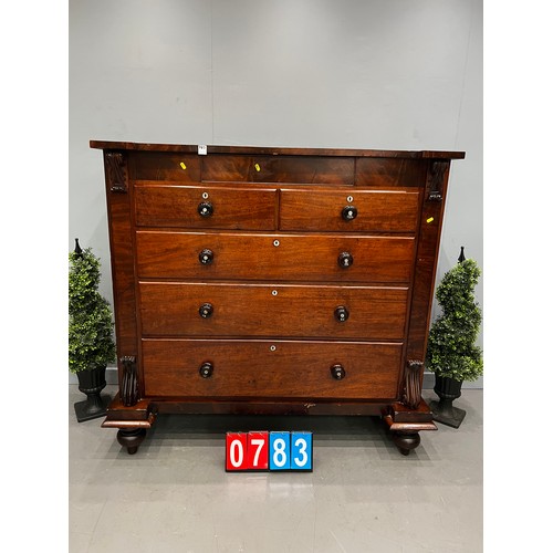 783 - Victorian mahogany 2 over 3 chest of drawers