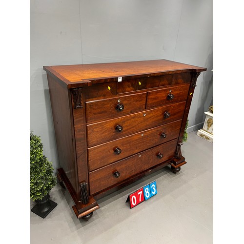 783 - Victorian mahogany 2 over 3 chest of drawers