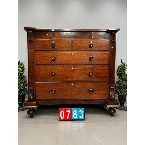 783 - Victorian mahogany 2 over 3 chest of drawers