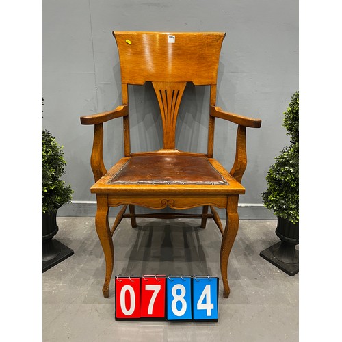 784 - Antique oak office chair