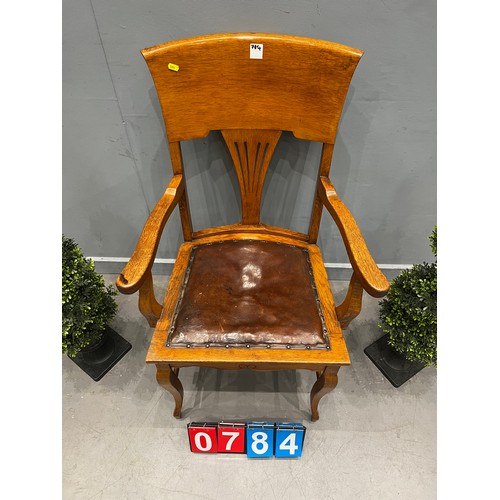 784 - Antique oak office chair