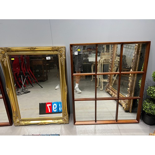 798 - Gilt frame mirror + dome top mirror + mirror