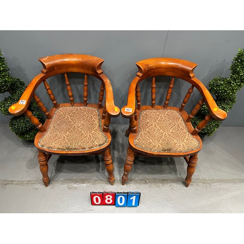 801 - Pair of Victorian style Windsor/ captains chairs