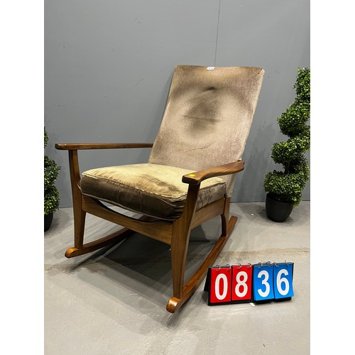 836 - Mid century Danish? teak rocking chair